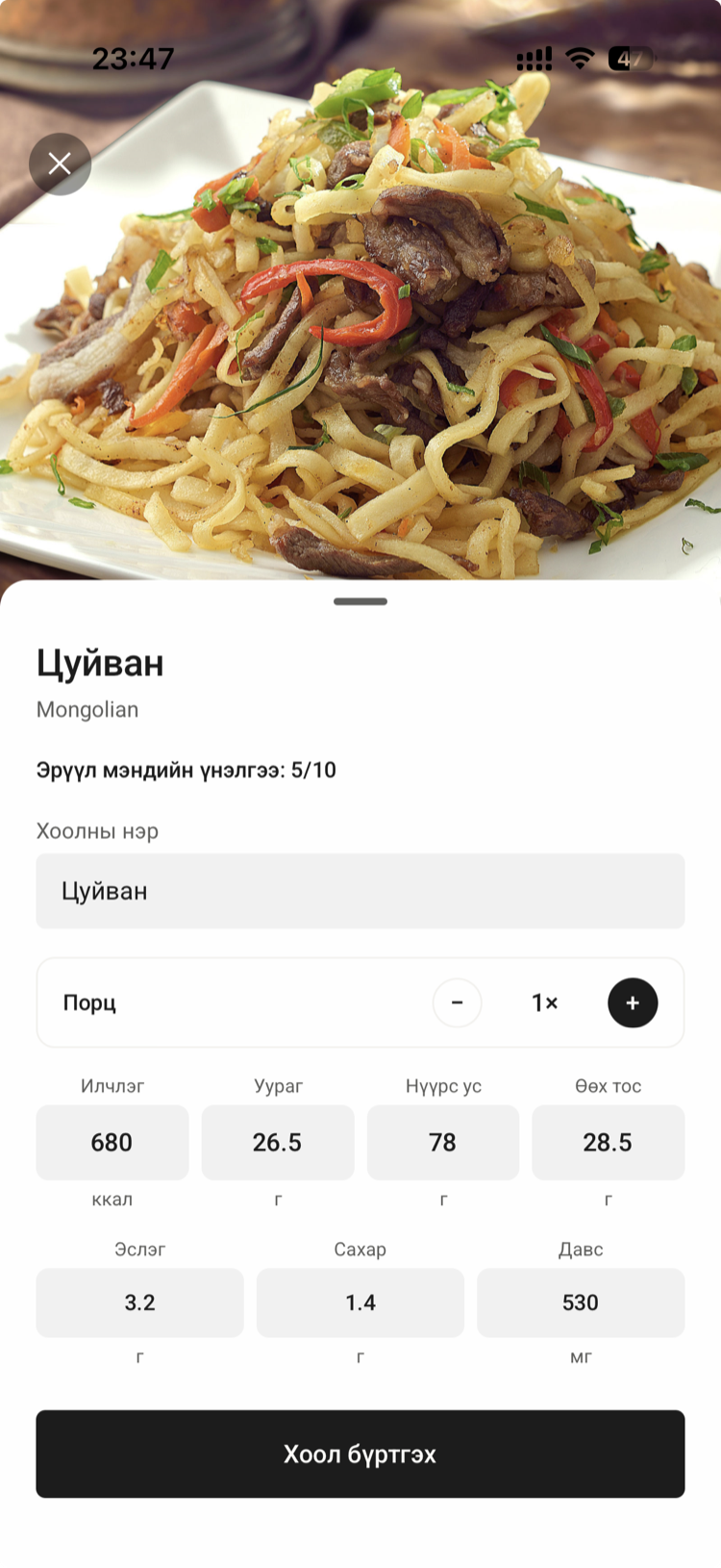 Meal being analyzed by Deglem